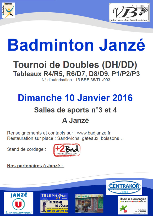 Affiche tournoi DH-DD Janzé 10 janvier 2016